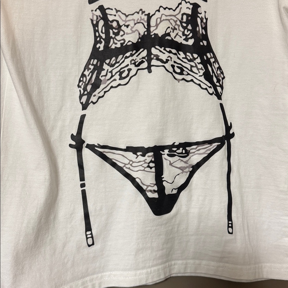 Women's White Graphic Short Sleeve Tee - Picture 8 of 8